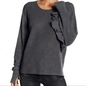 John + Jenn Gray Ruffle Sleeve Sweater